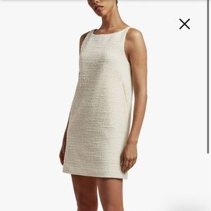 Rebecca Taylor Winter Tweed Sleeveless Dress in Light Cream Size-12 NWT